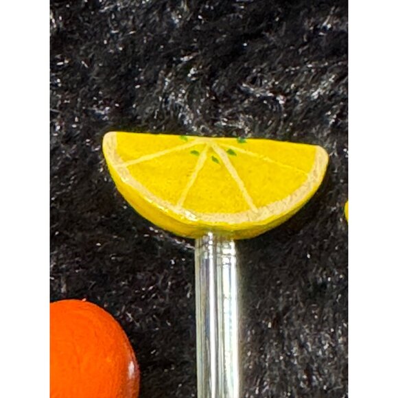 Hand-Painted Reyna Mexico Fruit-Themed Drink Stirrers - Set Of 5 - Retro Barware - Picture 5 of 7